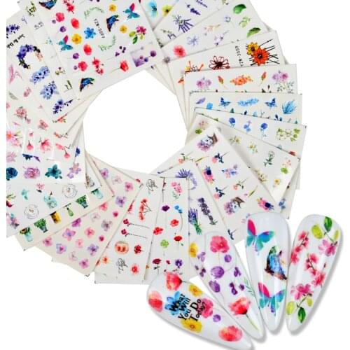 1 Sheet Summer Water Decals Plum/Peach/Little Bird/Lavender/Flower Designs Nail Stickers Wraps Slider Decoration Manicures