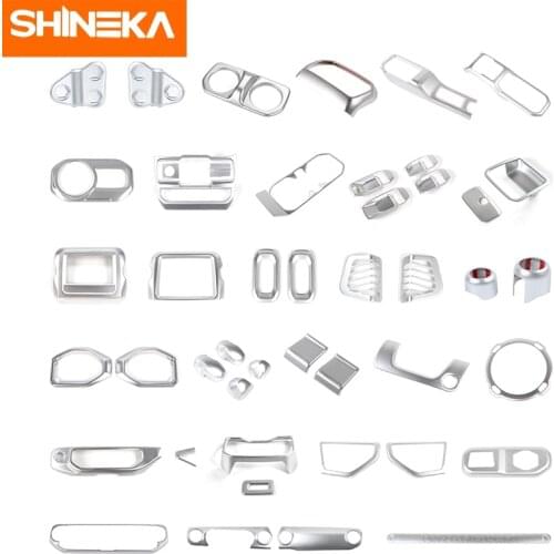 SHINEKA Car Interior Silver Center Console Decoration Stickers Accessories For Jeep Gladiator JT For Jeep Wrangler JL 2018-2021