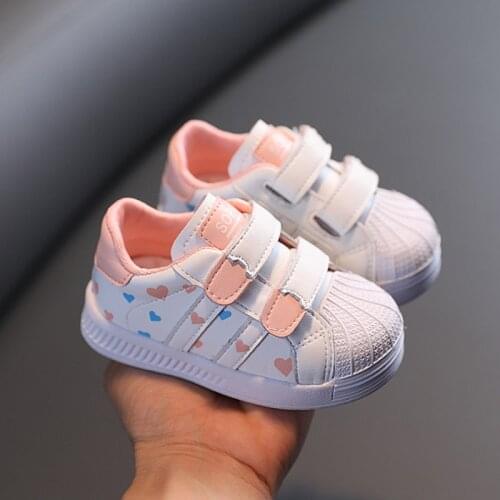 New 2021 Spring Baby Boy Girl Toddler Running Shoes 0-3 Year PU Leather Infant Sneakers Soft Comfortable Kids Baby Shoes White
