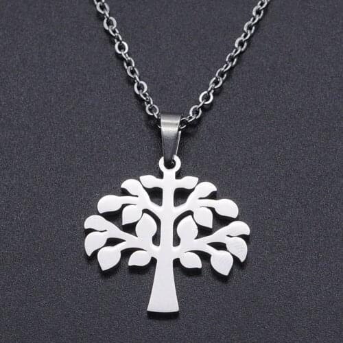 Life Tree Stainless Steel Charm Necklace for Women Fashion Jewelry Necklaces Wholesale Accept OEM Order Dainty Steel Necklaces