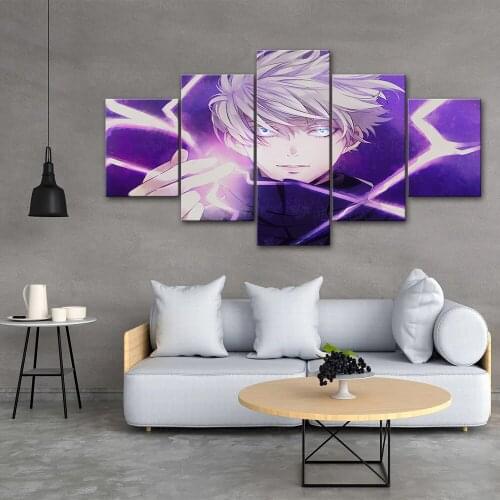 Printed Gojo Satoru Canvas Painting Wall Art Modular Jujutsu Kaisen Poster Home Decor 5 Pieces Anime Pictures Bedroom Framework