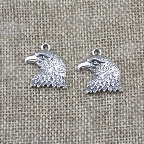 High Quality 20 Pieces/Lot 21mm*18mm Antique Silver Plated eagle head Charms