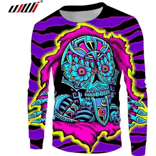 UJWI Casual Sweatshirt Cool Print Skull 3D Hoodies Purple Women/mens Workout Fitness Crewneck Pullovers Blouse Dropshipping