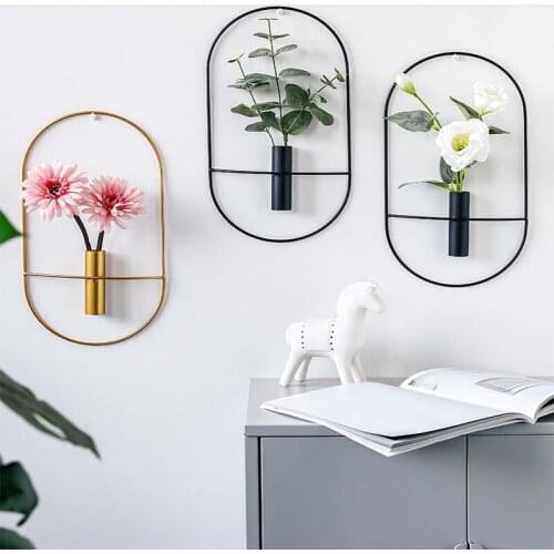 Simple Wall Decoration Pendant Oval Iron Wall Hanging Flower Arrangement Living Room Background Wall Hanging Family Room Layout