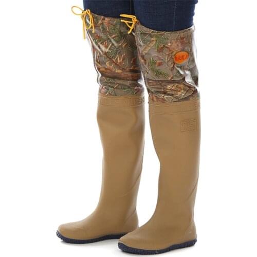 Camouflage Fishing Waders PVC Soft Sole Shoes Wader for Unisex Multi Fishing Waders transplant rice seedlings Boots 60cm height