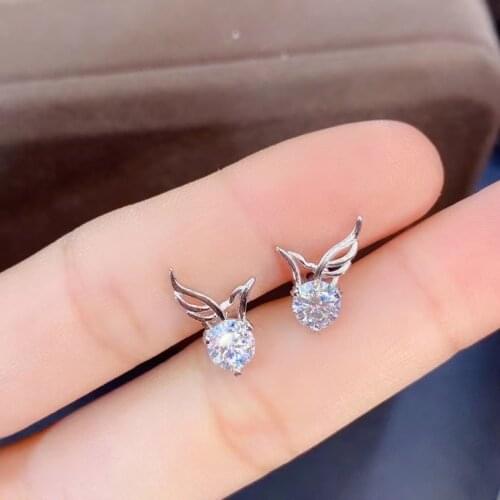 925 Sterling Silver Passed Diamond Test Perfect Cut Classic D Color Moissanite Diamond Earring Antler Shape Luxury Jewelry