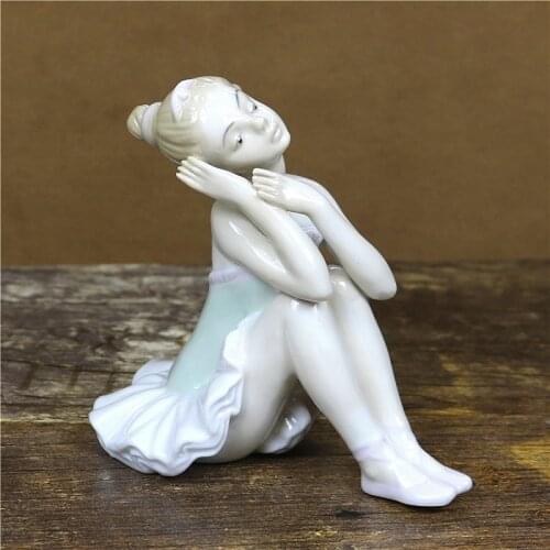 Porcelain Girl Ballerina Statuette Ceramic Belle Ballet Dancer Figure Craft Ornament Room Decor Valentines Day Souvenir Gift