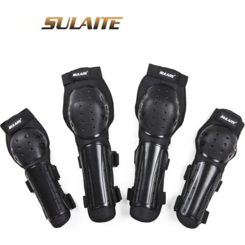 Sulaite 4pc Motorcycle knee elbow pads Motocross knee protectors Shin Guards protective Gears for skiing skating racing riding
