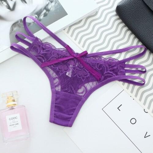 CP044 10pcs/lot Hot Sale Lace Panties Sexy Transparent G String Women Underwear Bandage Bow Pretty Briefs Thongs