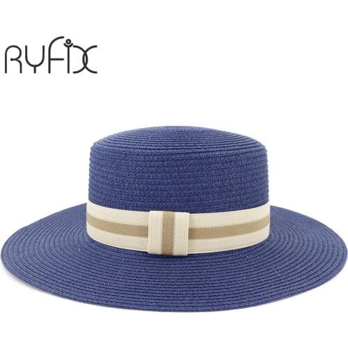 Adult fashion flat top hat ladies beach hat for outdoor travel beach sun hat jazz hat HA153