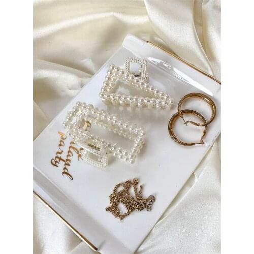 Hair Claw Clip Clamp For Women Girl Acrylic Pearl Geometric Heart Korean Handmade Fashion Head Accessories Mujer Wholesale