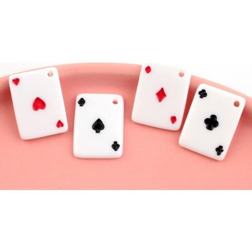 10Pcs Resin Simulation Poker Charms Pendants Jewelry Making DIY Earrings Keyring