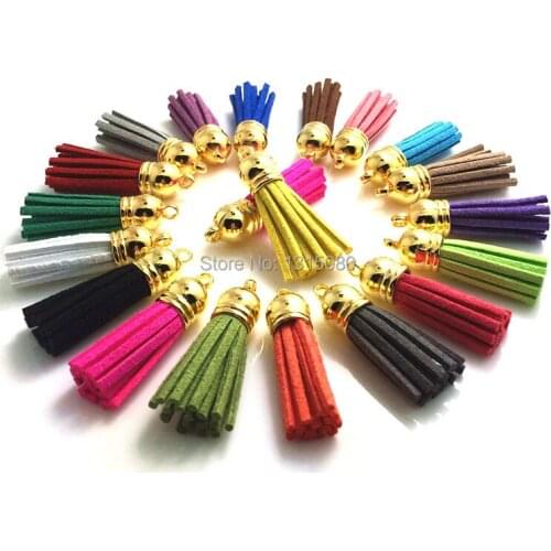 200Pcs/Lot High Quality 35mm Mixed Suede Leather Jewelry Tassel For Key Chains/ Cellphone Charms Handmade Jewelry Accessories