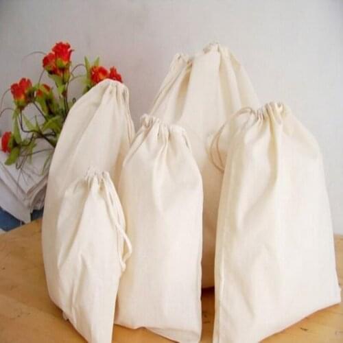 200pcs High quality cotton jewelry gift pouches custom drawstring cosmetics women jewelry storage bag