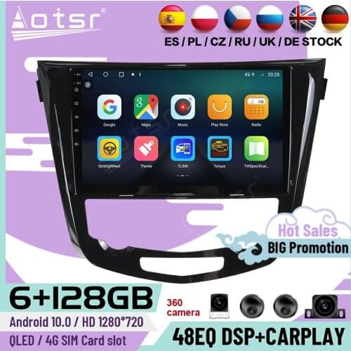 6+128G Carplay Multimedia Stereo Android Player For Nissan X-Trail Qashqai 2013 2014 2015 2016 2017 GPS Radio Receiver Head Unit