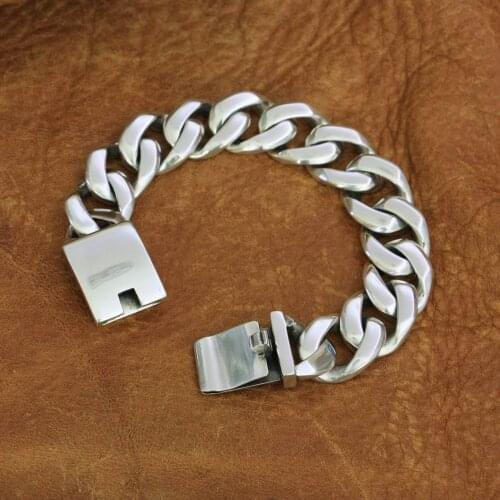 925 Sterling Silver Charms Bracelet Mens Link Chain TA240