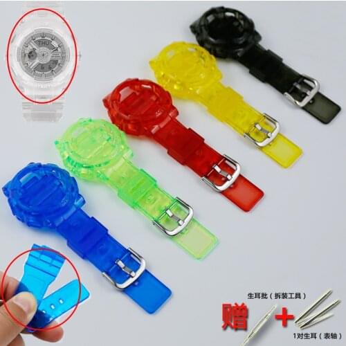 Watch accessories 14mm For Casio resin transparent strap BABY-G BA-110 111 112 120 34A pin buckle men and women sport strap case
