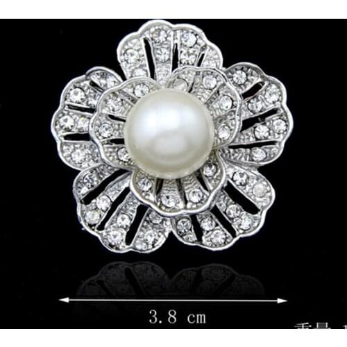 12PCS/LOT Vintage Style Faux Pearl&Crystals Pretty Flower Brooch Pins Wedding Bouquet Brooch Pins
