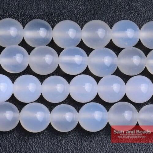 Free Shipping Round Clear White Agata Beads 16" Strand 6 8 10 12MM Pick Size For Bracelet Necklace Making WAB01