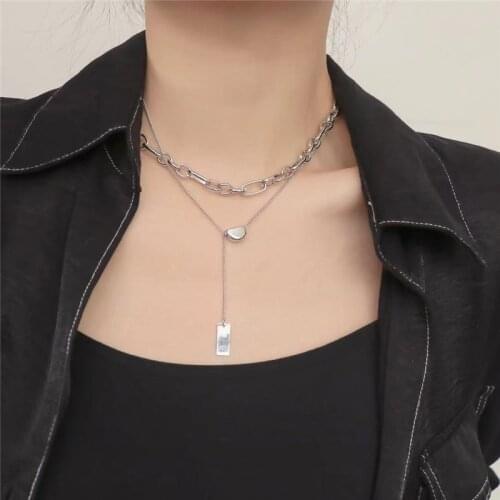 Fashion Simple Hip Hop Style Chain Necklace For Women Gold Silver Color Double Layer Necklace Fine Trendy Jewelry Gift