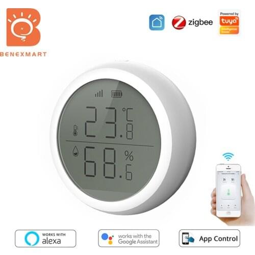 Benexmart Zigbee Smart T&H Sensor Tuya App Real Time Monitor Temperature and Humidity with LCD Screen Display Detect Smart Home