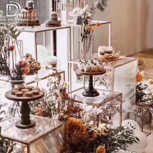 DD Wedding Decoration Props Wrought Iron Acrylic Square Dessert Table Wedding Dessert Table Welcome Area Dessert Gift Shelf