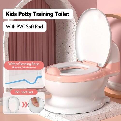Baby Portable Toilet Potty Training Seat Kids Toilet Training With Soft PVC Pad Flushable Wipes Holder Cleaning Brush for Kids