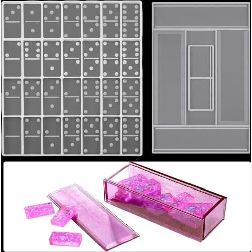 DIY Domino Resin Molds, 1 Set of 28 Cavities Domino Molds for Resin Casting, Domino Double Six Epoxy Resin Molds Silicone Mold