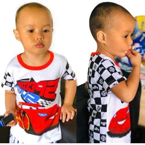 Summer Boys Cars 95 McQueen Tees Cotton Short Sleeve Tshirt Print Childrens Cartoon Kids Boys Childs Clothes