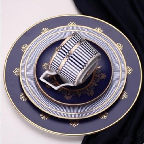 Ceramic Tray Cup And Saucer Bone China Dinnerware Set Elegant Dinner Blue Dish Home Decoration