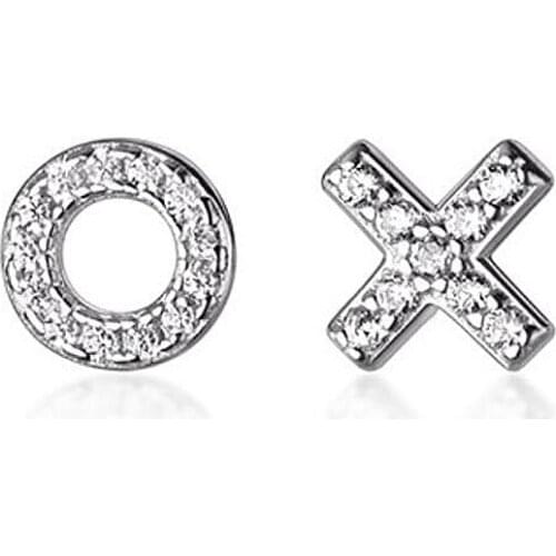 Tiny Circle Cross 925 Sterling Silver CZ Paved Stud Earrings Gift A1994