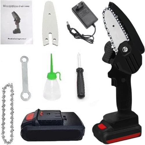 Mini Chainsaw Cordless 4-Inch Electric Chainsaw Battery Powered Handheld Mini Chain saw Pruning Saw for Wood Cutter Garden Tree