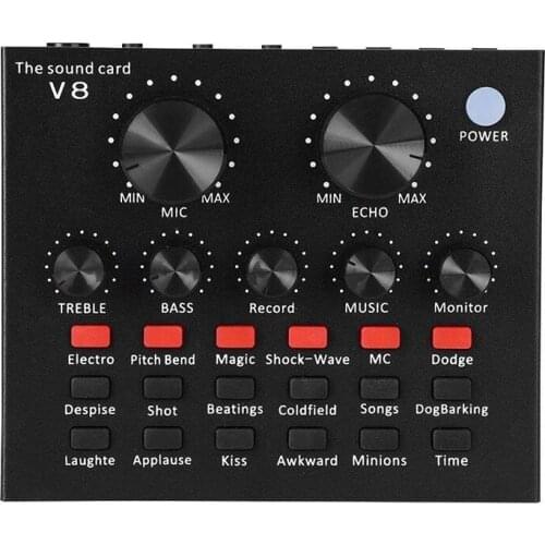 Mini Sound Mixer Board Live Broadcast DJ Sound Mixer Sound Card for Computer Phones Singing Recording