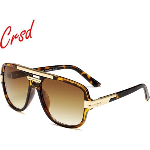 CRSD 2020 Men Vintage Sunglasses Luxury Driving Square Metal Personality Frame Sun Glasses Gradient Sunglass UV400