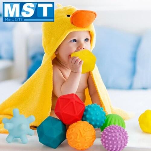 Soft Baby Rubber Touch Hand Teether Ball Textured Develop Tactile Senses Toys Training Massage Bath Stress Balls For Children