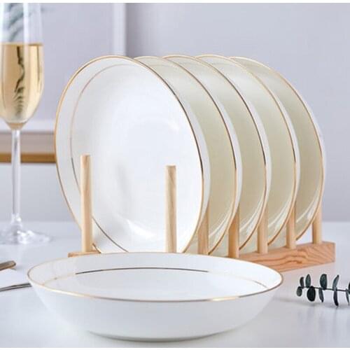 Jingdezhen Bone china Tableware 7/8-inch Dinner Plate Ceramic Food Plate Set Phnom Penh Rice Plate Household Simple Dinner Set