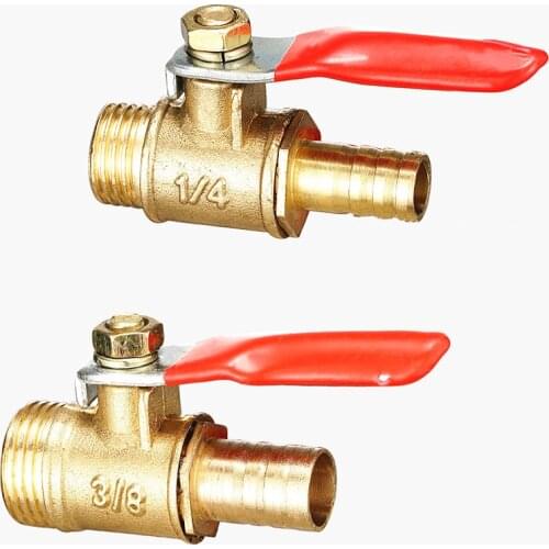 Male Thread 1/4" 3/8" 1/2" To External Thread 6 8 10 12mm Shut Off Small Brass Ball Valve Water Line Pipe Fittings,JO21073