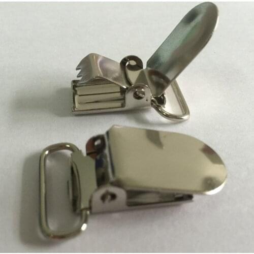 NEW 20mm silver Metal Clamps Suspender Pacifier Ribbon Clips Hook Holder Duck-mouth Buckle Sewing Tool 50 pcs/lot