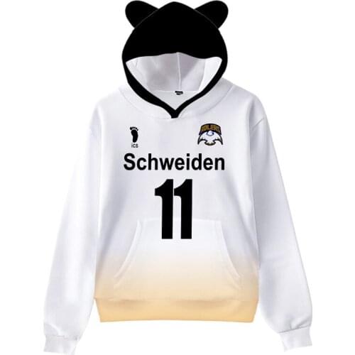 New Anime Haikyuu Hoodie for Kids Boys Girls Harajuku Sweatshirt MSBY Black Jackals Kawaii Cat Ear Hooded Clothes Spring Autumn