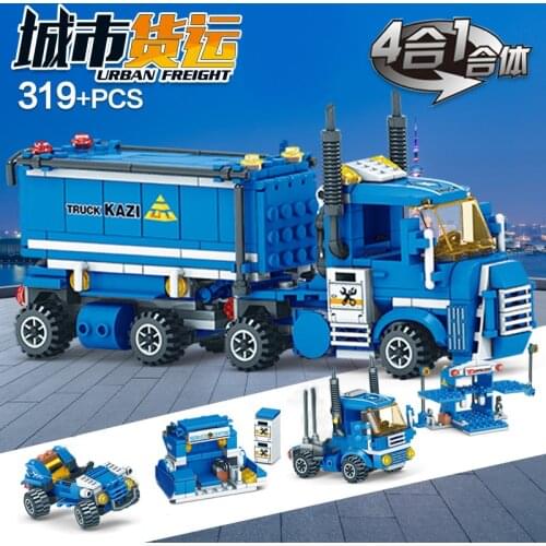 NEW Boys 4 IN 1 URBAN FREIGHT Building Blocks Compatible LegoINGlys City Truck Blocks DIY Bricks Educational Toys for Children