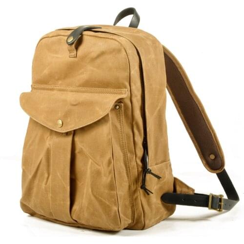 M456 European American Retro Hiking Backpack Outdoor Large Capacity Waterproof Oil Wax Canvas Leather Mountaineering School Bag
