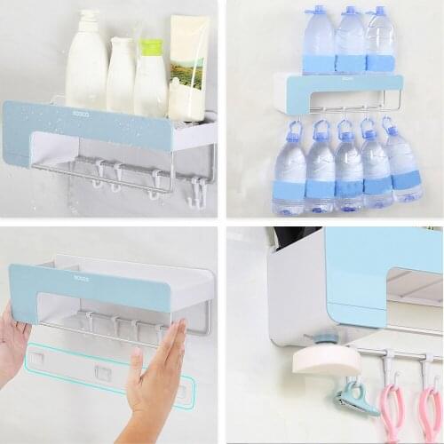 Ecoco 3 Colors Bathroom Shelf Storage Rack Wall Mounted Bathroom Shampoo Shower Shelf Holder Kitchen Storage Rack Organizer