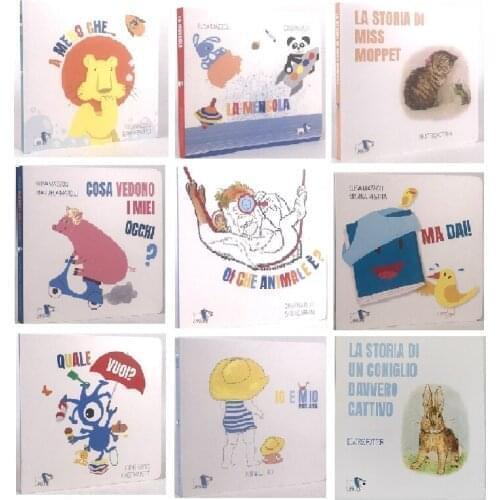 Random 2 Books Parent Child Kids Toddler Baby Italian Book Early Education Cute Picture Story Cardboard Libros Book Age 1-6