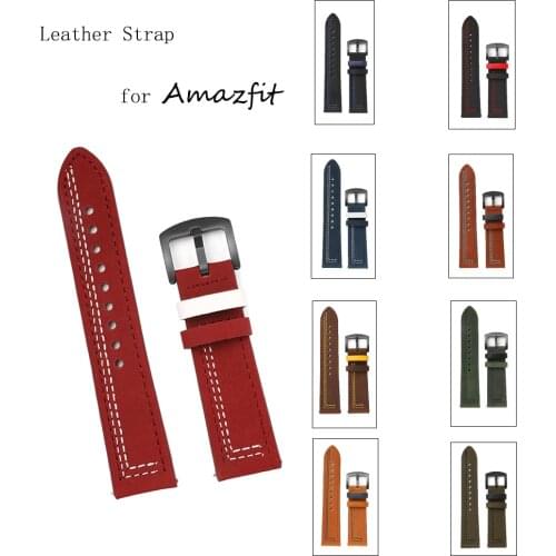 20mm/22mm strap For Amazfit GTS/2/2e/GTS2 Mini/GTR 42mm/47mm/GTR2/2e/stratos 3 leather belt Bracelet Amazfit bip/pace Watch band
