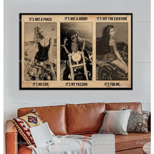 Motorcycle Racing Racer Biker Girls Retro Poster Its Not A Phase Its My Life Wall Art Prints Home Decor Canvas Unique Gift