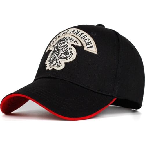 Sons of Anarchy SOA Cosplay Cap Embroidery Casual Steampunk Black Hat High Quality Baseball Cap for Adults Motorcycle Sport Cap