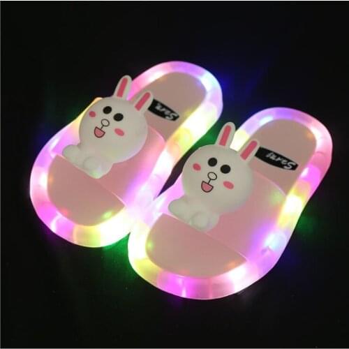 2021 Footwear Luminous Jelly Summer Childrens LED Slipper Girls Slippers PVC Non-slip Duck Beach Sandals Kids Home Bathroom