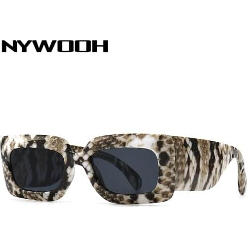 NYWOOH Square Sunglasses Women Men Luxury Designer Sexy Snake Print Sun Glasses Retro Wide Leg Hip Pop Eyewear UV400