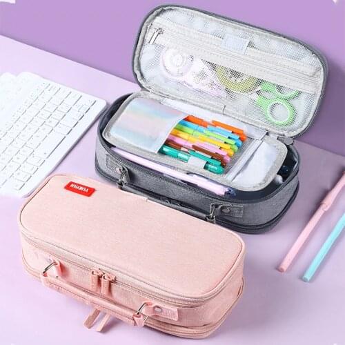 Super Large Capacity Exquisite Canvas Portable Pencil Case, School Pen Case Supplies Pencil Bag Pencils Pouch Stationery