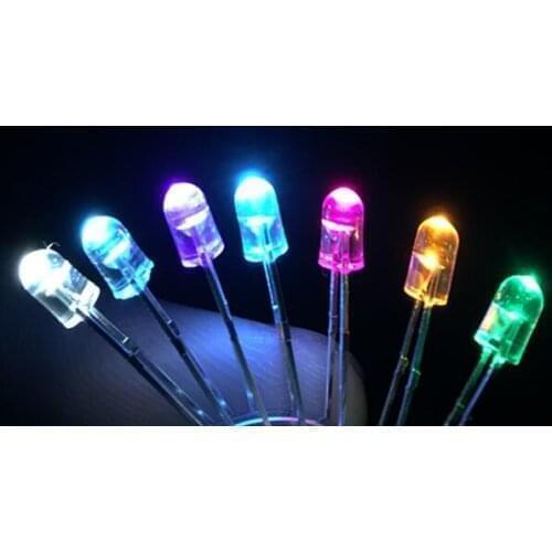 1000PCS x 3mm Pink Warm White Red Green Blue Yellow Orange Purple Clear Lens LED Diode Light Beads For Mechanical keyboard